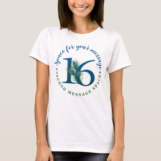 16歳の誕生日または記念日のクジャクの羽 Tシャツ (正面)