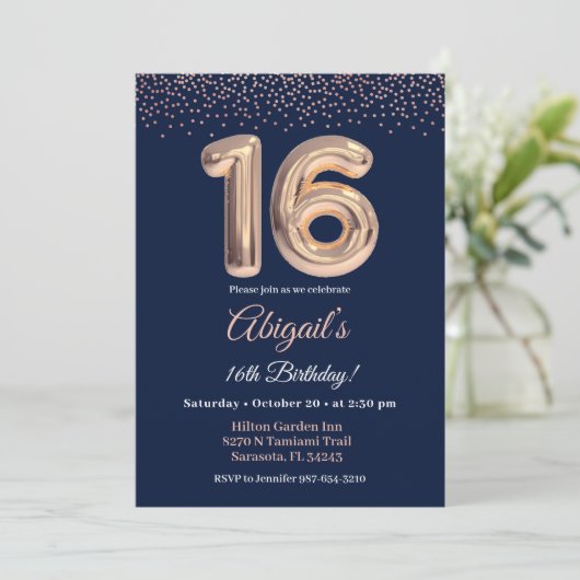 16歳の誕生日を招待、16歳の誕生日パーティー 招待状 (スタンド正面)