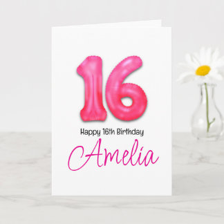 16歳の誕生日を祝う数字バルーンカード カード