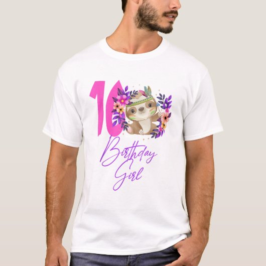 16歳の誕生日を迎えた女の子の可愛い16歳の誕生日スロース Tシャツ (正面)