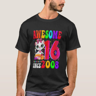 16歳の誕生日を迎える女の子のパーティー 可愛い猫 16歳 誕生日おめでとう Tシャツ