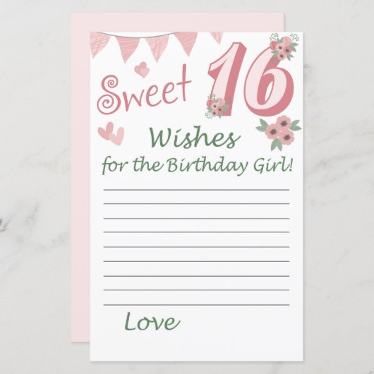 16歳の誕生日を願う誕生日の少女 (正面/裏面)