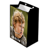 16歳の誕生日カスタム写真こんにちは16男の子 ミディアムペーパーバッグ (正面アングル)