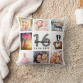 16歳の誕生日カスタム写真コラージガールホワイト クッション (ブランケット)