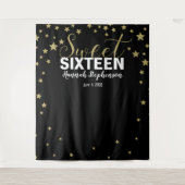 16歳の誕生日グリッターのバックドロップ タペストリー (正面)
