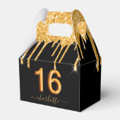 16歳の誕生日グリッターブラック金ゴールド感謝していユー フェイバーボックス (裏面サイド)