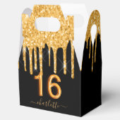 16歳の誕生日グリッターブラック金ゴールド感謝していユー フェイバーボックス (オープン)