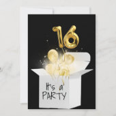 16歳の誕生日ゴールド風船（ホワイトボックス） 招待状 (正面)