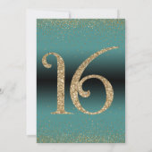 16歳の誕生日サプライズパーティー ティール 招待状 (裏面)