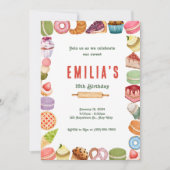 16歳の誕生日デザートテーマパーティー招待状 招待状 (正面)