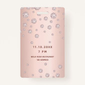 16歳の誕生日バラ金ゴールドピンクダイヤモンドバルーンフォント バッジ (裏面)