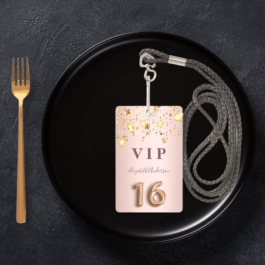 16歳の誕生日バラ金ゴールドピンク星バルーンスクリプト バッジ