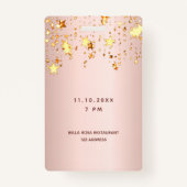 16歳の誕生日バラ金ゴールドピンク星バルーンスクリプト バッジ (裏面)