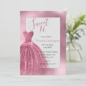 16歳の誕生日パーティーのためのエレガントなドレス 招待状 (スタンド正面)