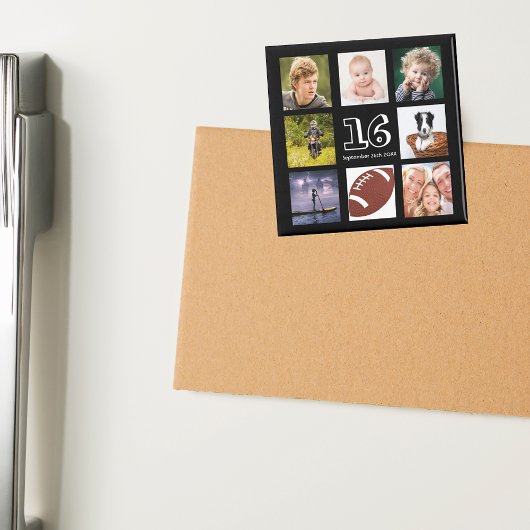 16歳の誕生日パーティーの写真コラージュ 黒人の少年 マグネット