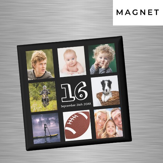 16歳の誕生日パーティーの写真コラージュ 黒人の少年 マグネット