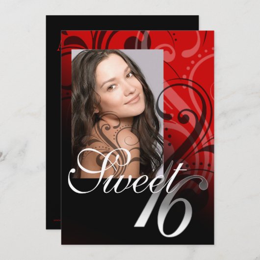 16歳の誕生日パーティーの写真 招待状 (正面/裏面)