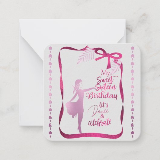 16歳の誕生日パーティーの招待状 ノートカード (正面)