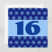 16歳の誕生日パーティーフェスティバルブルースターズW873 招待状 (正面/裏面)