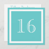 16歳の誕生日パーティー招待状 - アクア 招待状 (正面/裏面)