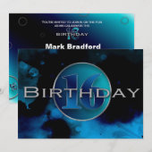 16歳の誕生日パーティー招待状 - アブストラクトブルーズ 招待状 (正面/裏面)