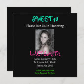 16歳の誕生日パーティー招待状 招待状 (正面/裏面)