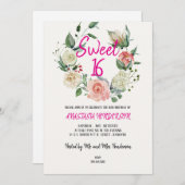 16歳の誕生日パーティー招待状 招待状 (正面/裏面)