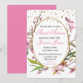 16歳の誕生日パーティー おしゃれな桜 招待状 (正面/裏面)