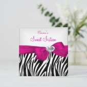 16歳の誕生日パーティー シルバー ピンク ブラック レオパード 5 招待状 (スタンド正面)