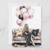 16歳の誕生日パーティー, スイート16, ピンク, 誕生日 招待状 (裏面)