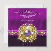 16歳の誕生日パーティー「スウィート・シックスティーン」 紫 招待状 (裏面)