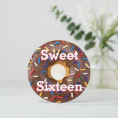 16歳の誕生日パーティー チョコレートにデコレーション ドーナツ 招待状 (スタンド正面)