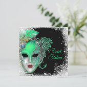 16歳の誕生日パーティー・マスカレードボール・輝く招待状 招待状 (スタンド正面)