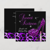 16歳の誕生日パーティー ラプンツェル シューズ口紅 招待状 (正面/裏面)