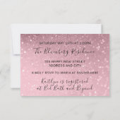 16歳の誕生日パーティー ローズピンク グリッター オーシャンドレス 招待状 (裏面)