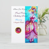 16歳の誕生日パーティー, 赤いピンクのルビーのイニシャル ゴールド 招待状 (スタンド正面)