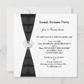 16歳の誕生日パーティー 黒と白 招待状 (裏面)