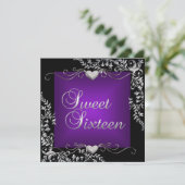 16歳の誕生日パーティー 黒 紫 招待状 (スタンド正面)