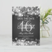 16歳の誕生日パーティー「Save The Date」シルバー 招待状 (スタンド正面)