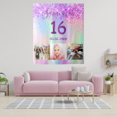 16歳の誕生日パープルピンクホログラフィック写真 タペストリー