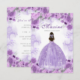 16歳の誕生日パープル招待状カード エンクロージャーカード