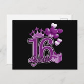 16歳の誕生日パープル ポストカード (正面/裏面)