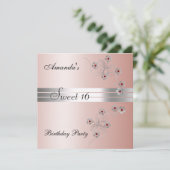 16歳の誕生日ピンクパーティー招待状 招待状 (スタンド正面)