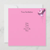 16歳の誕生日ピンク風船シルバーパーティー 招待状 (裏面)