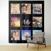 16歳の誕生日ブラックピンクフォトコラージュ タペストリー (インサイチュ)