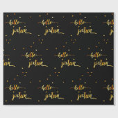 16歳の誕生日ブラック金ゴールドこんにちは16タイポグラフィ ラッピングペーパー (フラット)