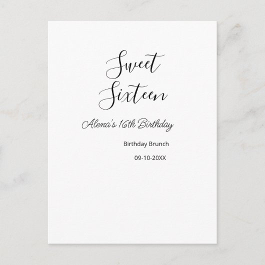 16歳の誕生日ブランチ　16歳の誕生日名前入り ポストカード (正面)