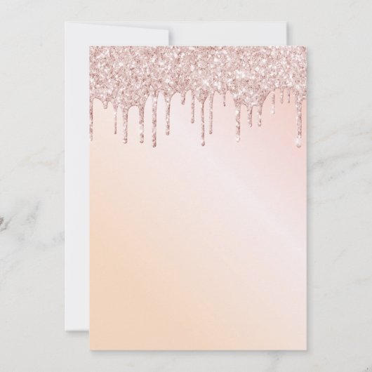 16歳の誕生日ブルゴーニュ花模様バラ金ゴールドグリッター 招待状 (裏面)