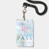 16歳の誕生日ホログラフィックVIPアクセス招待ID バッジ (Front with Lanyard)
