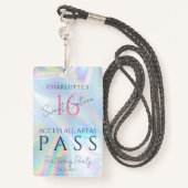 16歳の誕生日ホログラフィックVIPアクセス招待ID バッジ (裏面ランヤード)